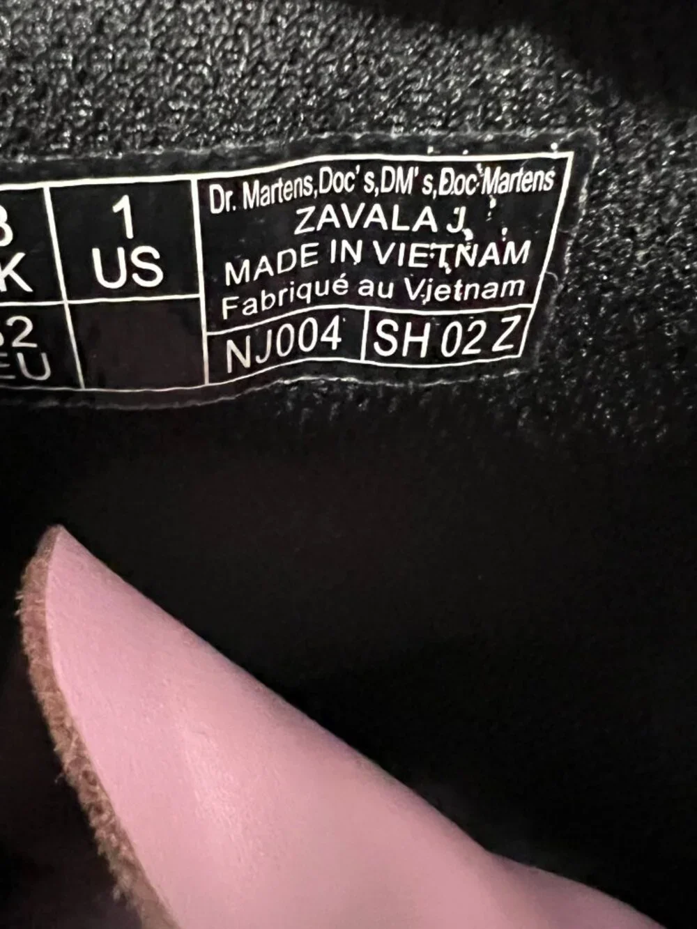 Dr Martens Boots Zavala J pastel pink leather kids size 1 combat zip up docs